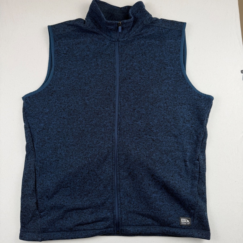 Eddie Bauer Radiator Fleece Vest Mens XL Blue Heathered Full Zip Stretch New